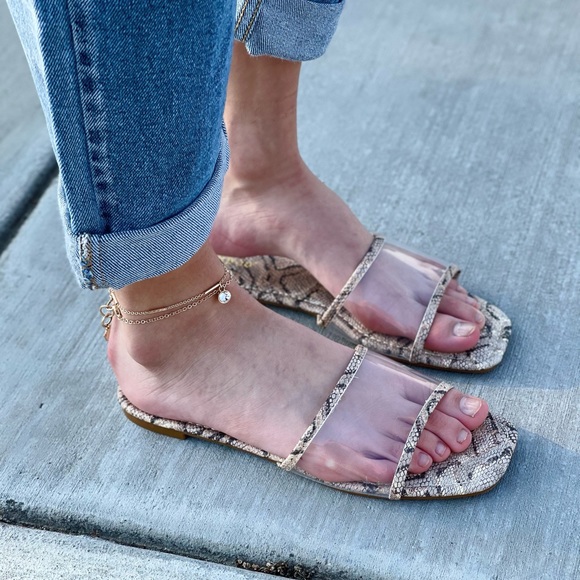 Clear Snakeskin Sandals - Picture 5 of 7